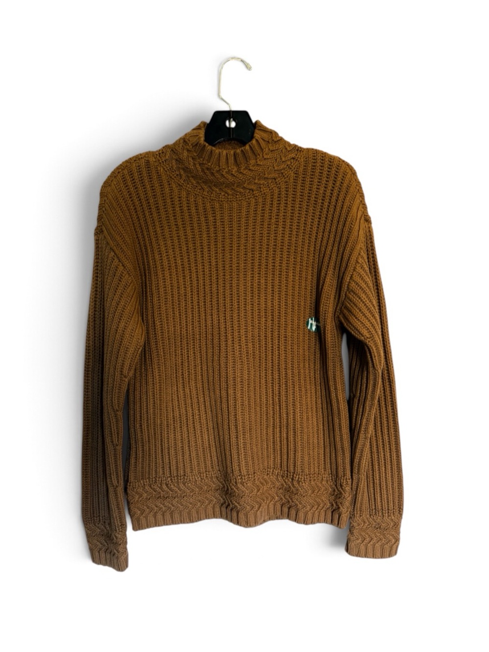 NWT L.L.Bean Signature Organic Cotton Rib Mockneck Sweater Walnut size Small